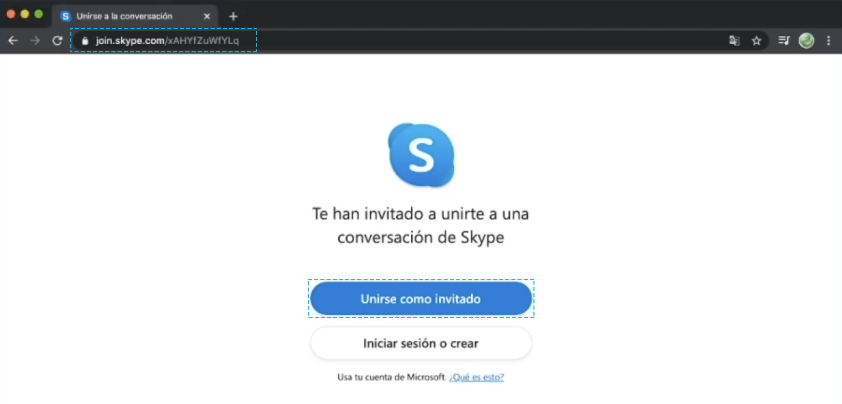 Ingresar a reunion skype como invitado sin cuenta